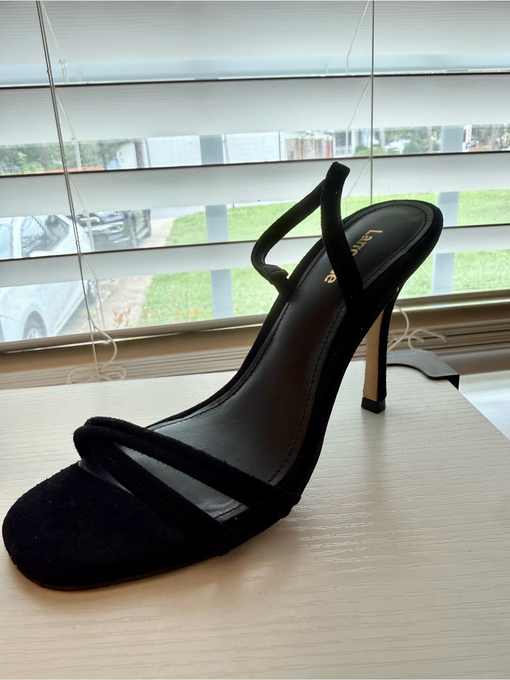 Larroude Black Suede Double-Strap Slingback Heels (size 7) - Picture 7 of 11